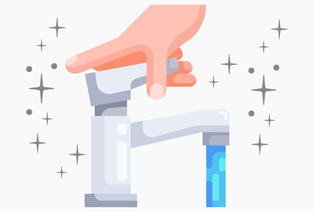 Illustrazione del concetto del rubinetto d'acqua elegante e bella