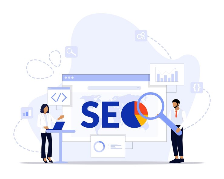 Vettore illustrazione del concetto di analisi seo