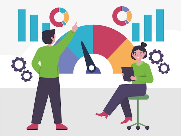 Illustrazione del concetto di benchmarking elegante e bella