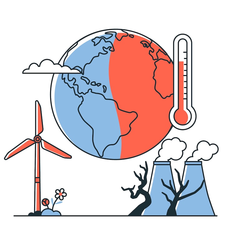 Vettore illustrazione del concetto di cambiamento climatico