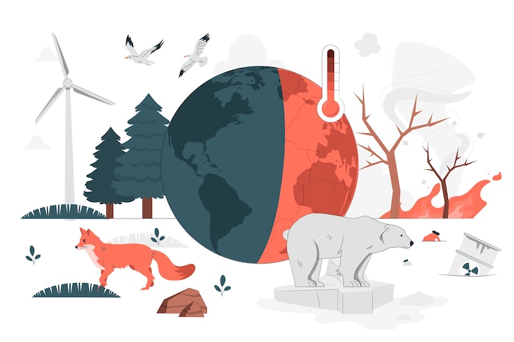 Vettore illustrazione del concetto di cambiamento climatico