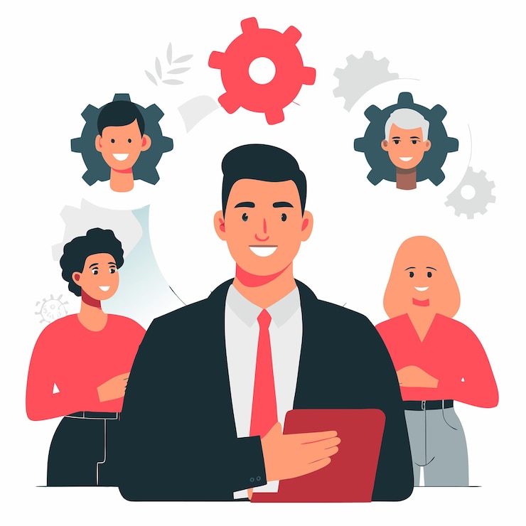 Vettore illustrazione del concetto di coinvolgimento dei dipendenti la chiave per una forza lavoro motivata