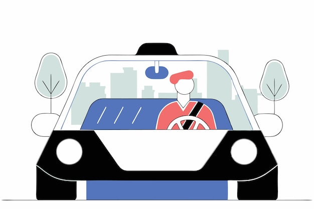 Illustrazione del concetto di conducente urbano su sfondo bianco