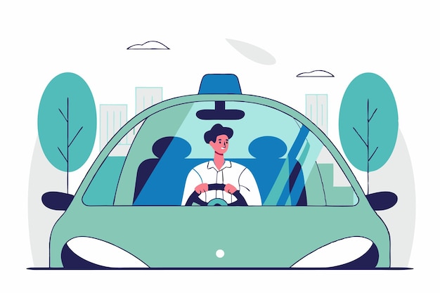 Illustrazione del concetto di conducente urbano su sfondo bianco