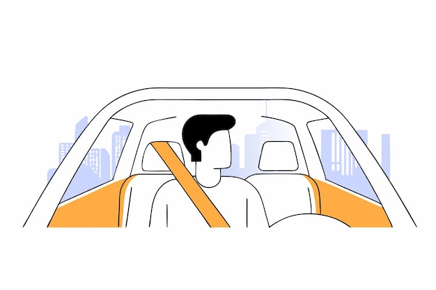 Illustrazione del concetto di conducente urbano su sfondo bianco