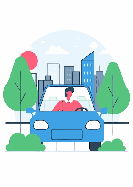 Illustrazione del concetto di conducente urbano su sfondo bianco