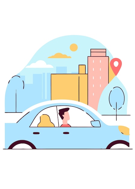 Illustrazione del concetto di conducente urbano su sfondo bianco