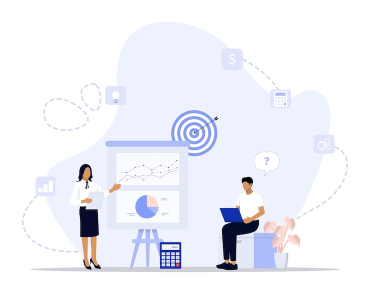 Vettore illustrazione del concetto di consulenza strategica