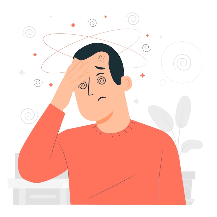 Vettore illustrazione del concetto di faccia da capogiro