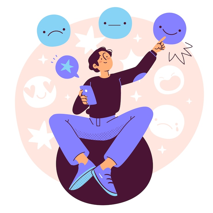 Vettore illustrazione del concetto di feedback emotivo