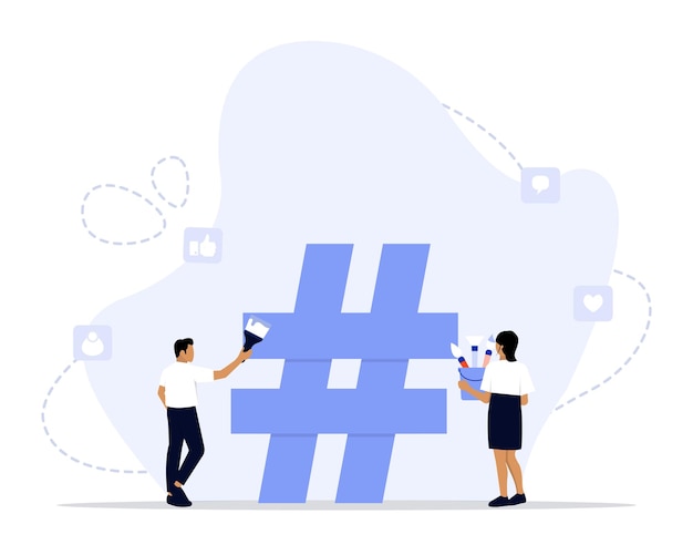 Illustrazione del concetto di hashtag di costruzione
