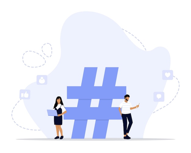 Illustrazione del concetto di hashtag di costruzione