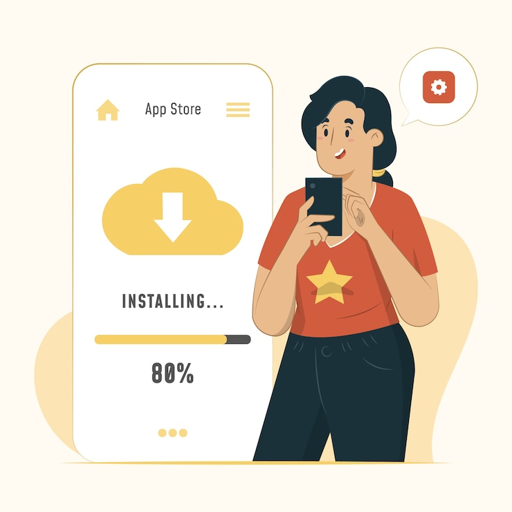 Vettore illustrazione del concetto di installazione dell'app