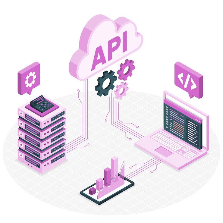 Vettore illustrazione del concetto di interfaccia di programmazione di applicazioni