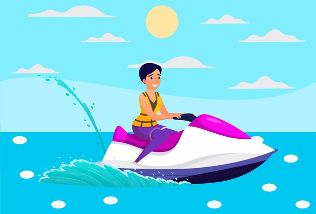 Illustrazione del concetto di jet ski elegante e bella