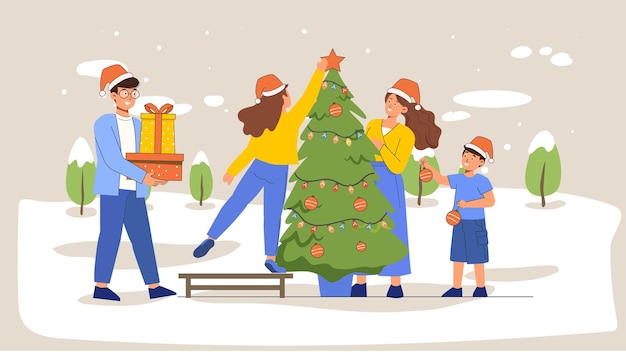 Illustrazione del concetto di progettazione grafica vettoriale 2D di Natale