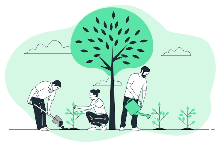 Vettore illustrazione del concetto di riforestazione