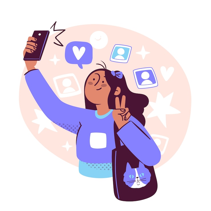 Vettore illustrazione del concetto di selfie