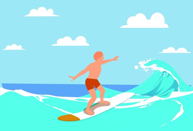 Illustrazione del concetto di surf elegante e bella