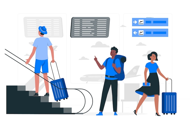 Vettore illustrazione del concetto di terminal dell'aeroporto