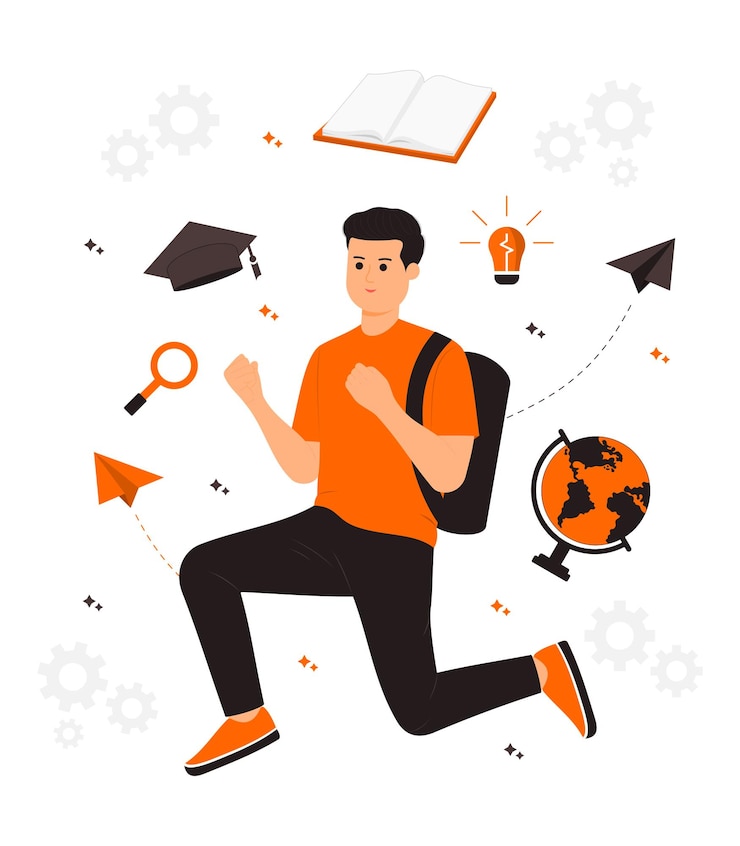Vettore illustrazione del concetto di uomo studente