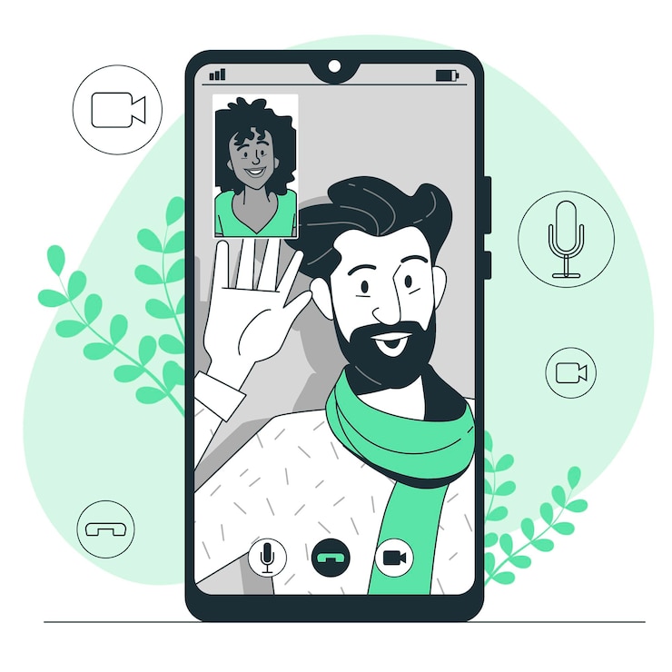 Vettore illustrazione del concetto di videochiamata