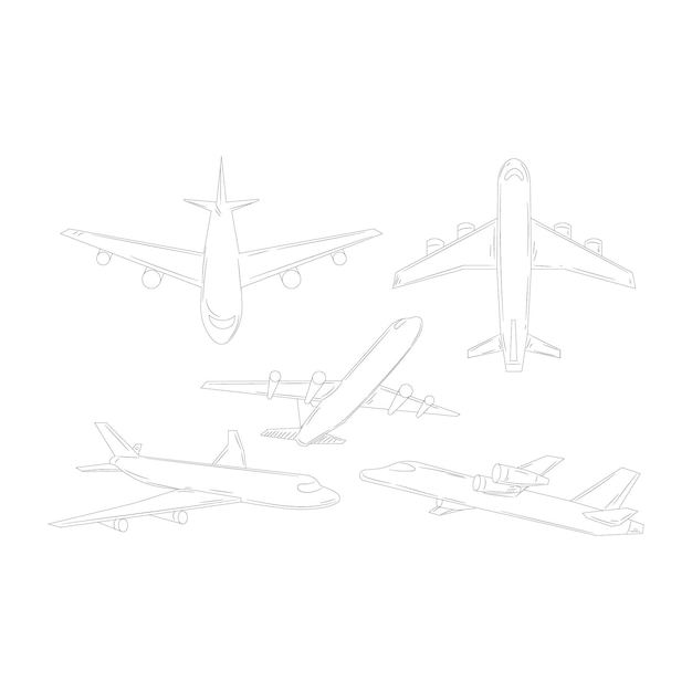 Illustrazione del contorno dell'aereo disegnata a mano