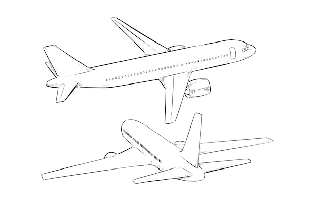 Illustrazione del contorno dell'aereo disegnata a mano