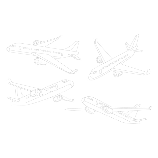 Illustrazione del contorno dell'aereo disegnata a mano