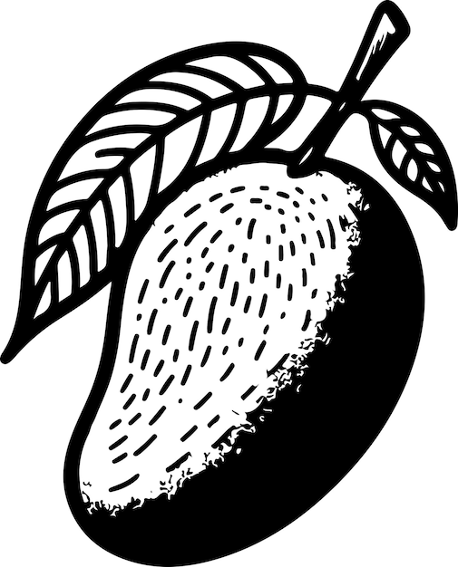 Illustrazione del contorno nero del frutto del mango