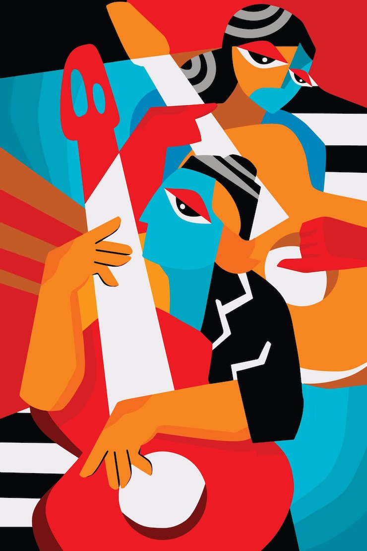 Vettore illustrazione del cubismo del partito di musica