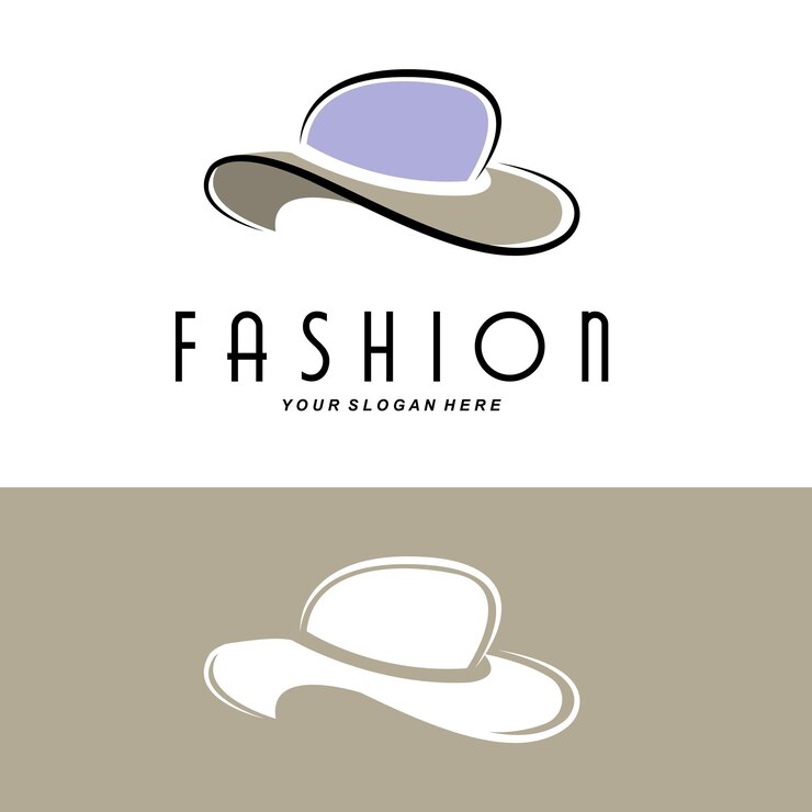 Illustrazione del design del logo del cappello da donna Accessori di bellezza alla moda e cura del marchio del prodotto
