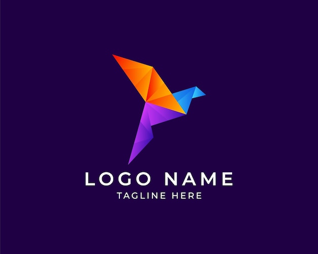 Illustrazione del design del logo dell'uccello Origami