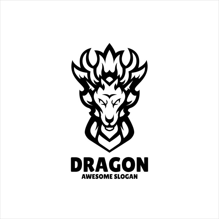 Illustrazione del design del logo della mascotte semplice del drago