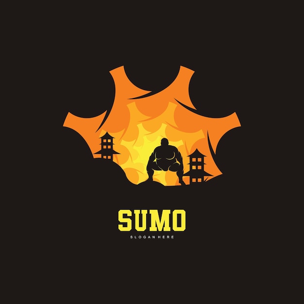 illustrazione del design del logo di lotta di sumo, silhouette di lotta di sumo