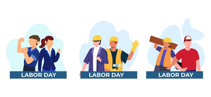 Illustrazione del design del pacchetto piatto della festa del lavoro