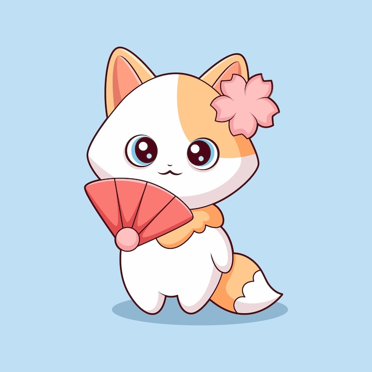 Vettore illustrazione del design del personaggio del gatto carino
