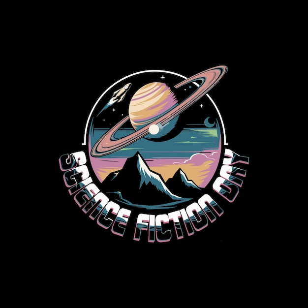 Illustrazione del design del poster della Giornata Nazionale della Fantasia Scientifica