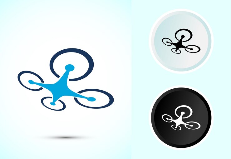 Illustrazione del design dell'icona del drone Il logo dell'elicottero Drone Quadro