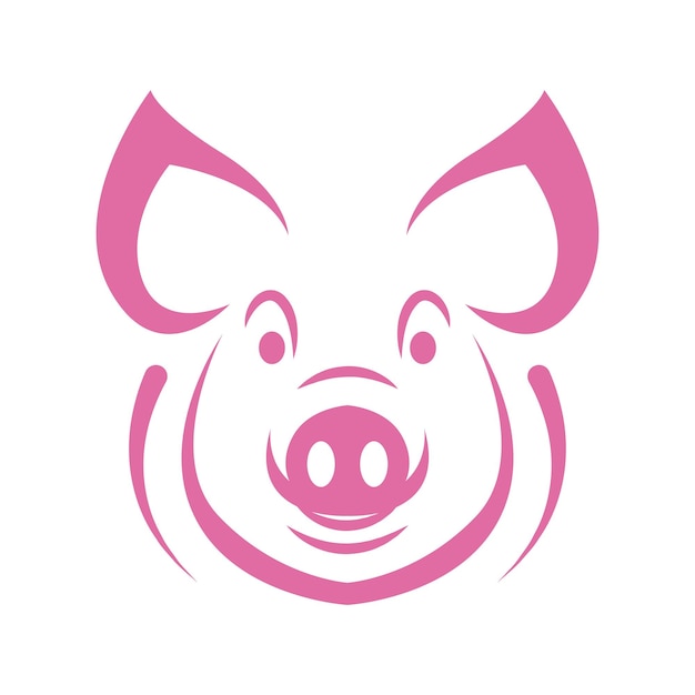Illustrazione del design dell'icona del logo del maiale
