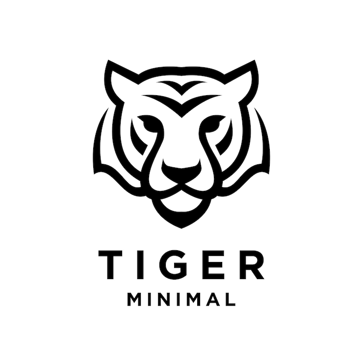 Vettore illustrazione del design dell'icona del logo nero della tigre