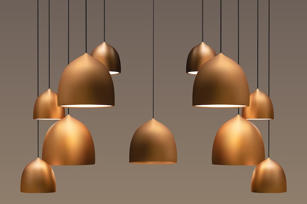 Illustrazione del design della lampada da soffitto colorata Lampada a sospensione icona del design colorato