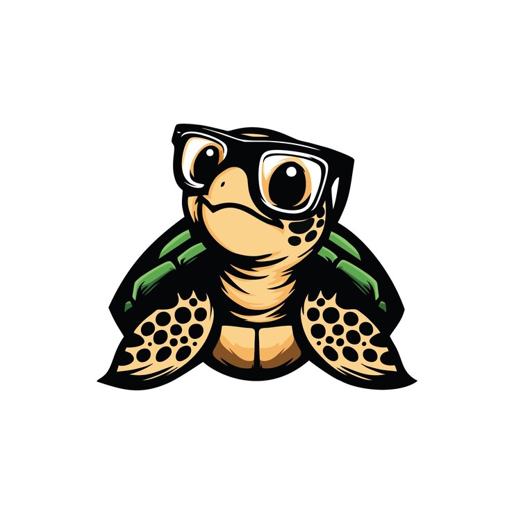 Illustrazione del design della mascotte del logo della tartaruga