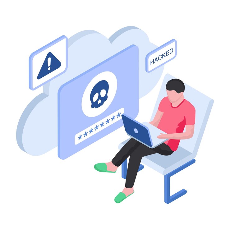 Vettore illustrazione del design modificabile dell'hacking delle password