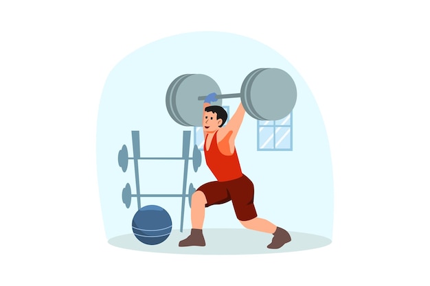 Illustrazione del design piatto dell'allenamento e dello sport