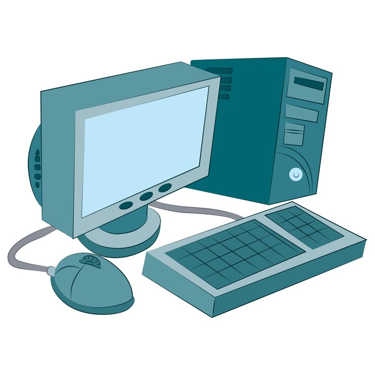 Vettore illustrazione del desktop del computer in stile vecchio