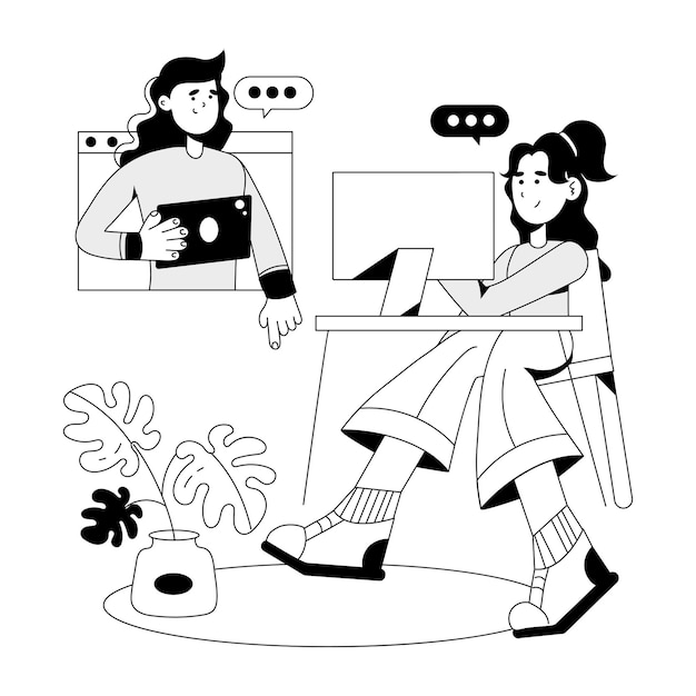 Illustrazione del disegno del lavoro online