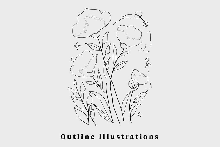 Vettore illustrazione del disegno vettoriale di fiori e foglie
