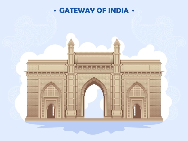 Illustrazione del famoso monumento indiano Gateway of India