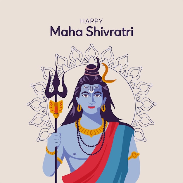 Illustrazione del festival indiano di Lord Shiva per la felice Maha Shivrati